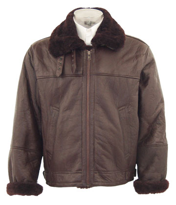 B3 Real Brown Shearling Leather Bomber Military Jacket