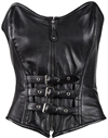 COR-SK1004 Leather Corset with Belt Straps and Adjustable Back Laces Front View