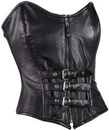 COR-SK1004 Leather Corset with Belt Straps and Adjustable Back Laces