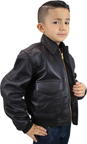 Kids Brown A2 Air Force Leather Bomber Jacket Made in the USA