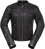 LC158 Women's Motorcycle Leather Jacket with Short Sport Snap Collar and Zipper Vents