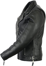 LC602AH Women's Basic Motorcycle Cowhide Leather Jacket Side View