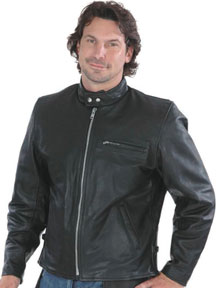 C502 Tall Size Scooter Leather Motorcycle Jacket with Sport Collar and Zipper Chaest Pocket
