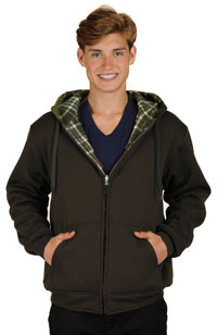 M1077 Reversible Poly Fleece Charcoal and Grey and Stripes Hoodie