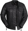 C263 Leather Motorcycle Club Jacket with Hidden Pockets Panel Zipper View