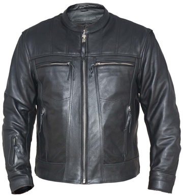 C6903 Mens Premium Leather Motorcycle Jacket with Armor Inserts Click for Larger View