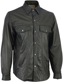 C770 Mens Lightweight Leather Shirt with Snaps and Gun Pockets