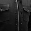 DM423 Mens Jet Black Denim Shirt with Cropped Center Zipper Zipper View