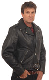 Davis USA Made Classic Motorcycle Leather Jacket Profile View