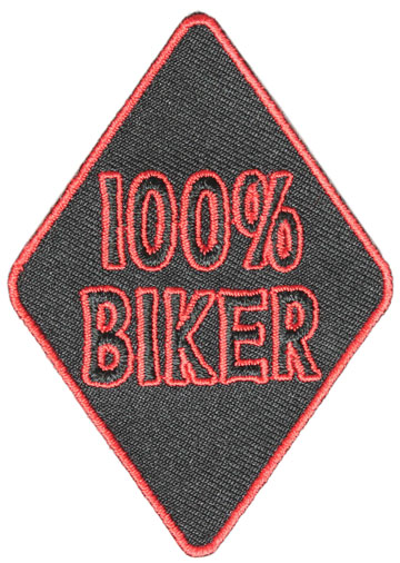 100% Biker Diamond Shape Black Twill and Red Stitching Patch Large View