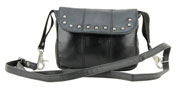 Purse-327 Ladies Studded Flap Over Cross Body Leather Bag