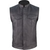 V320Z Mens Leather Club Vest with Snaps and Hidden Zipper Back View